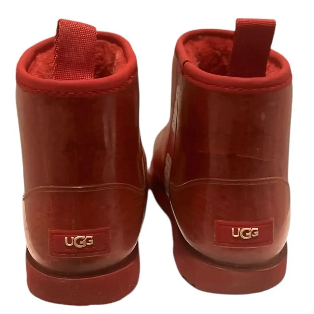 UGG Kids Red Rain Boot – Waterproof Sherpa Lined – Size 5